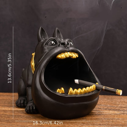 1pc Bully Dog Ashtray Ornament, Key Storage Box, Resin Statue Art Craft, For Bookshelf Home Living Room Office Cabinet Decor, Room Tabletop Entryway Decor, Valentine New Year Easter Party Decor