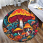 Charming Mushroom Print Round Rug - Machine Washable Polyester, Perfect for Indoor & Outdoor Decor, Ideal for Doorways and Bedrooms