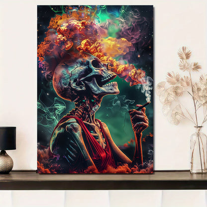 Smoking Skull & Vibrant Smoke Canvas Art, 12x16" - Frameless Wall Decor for Home, Office, Cafe | Perfect for Bedroom, Living Room, Bathroom, Perfect for Room Decor