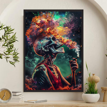 Smoking Skull & Vibrant Smoke Canvas Art, 12x16" - Frameless Wall Decor for Home, Office, Cafe | Perfect for Bedroom, Living Room, Bathroom, Perfect for Room Decor