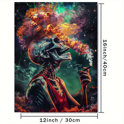 Smoking Skull & Vibrant Smoke Canvas Art, 12x16" - Frameless Wall Decor for Home, Office, Cafe | Perfect for Bedroom, Living Room, Bathroom, Perfect for Room Decor