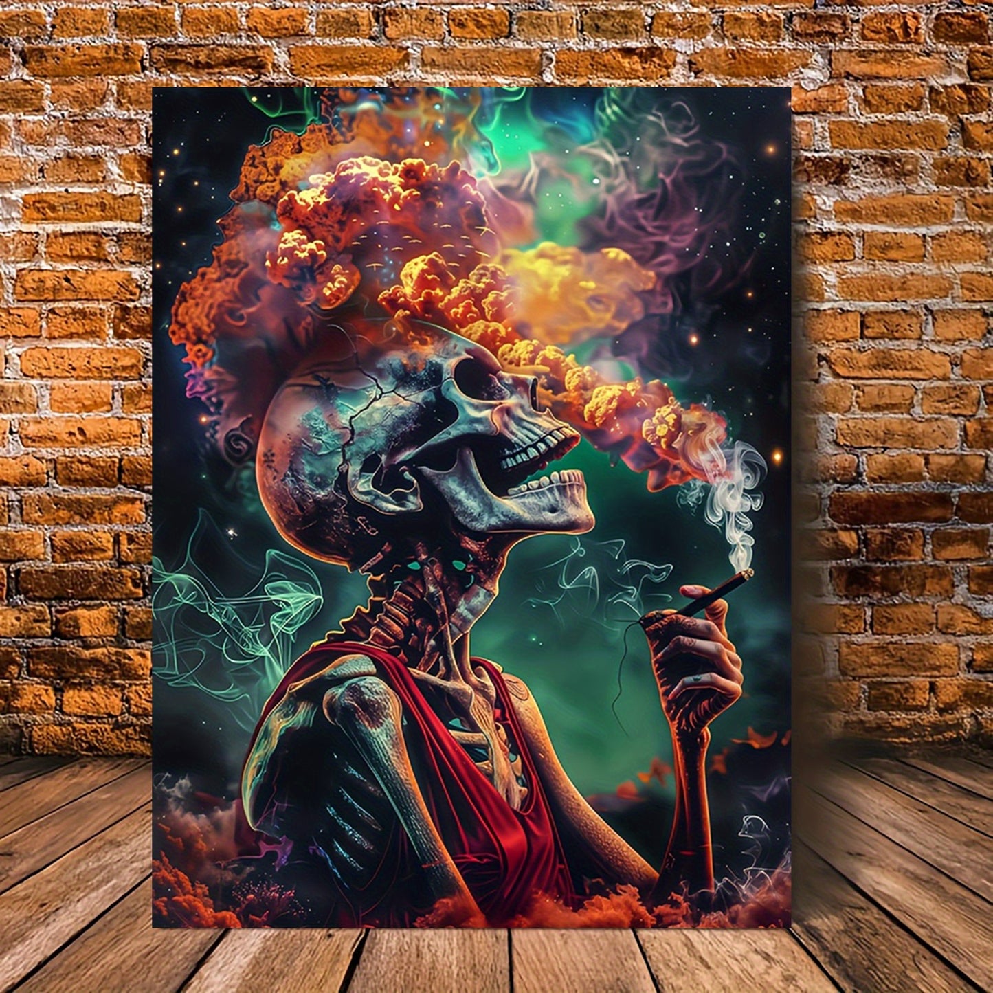 Smoking Skull & Vibrant Smoke Canvas Art, 12x16" - Frameless Wall Decor for Home, Office, Cafe | Perfect for Bedroom, Living Room, Bathroom, Perfect for Room Decor