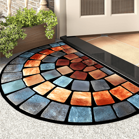 Colorful Geometric Door Mat, Polyester Non-Slip Indoor Entrance Rug, Soft and Thick, Hand Washable, for Home Decor, Porch and Living Room