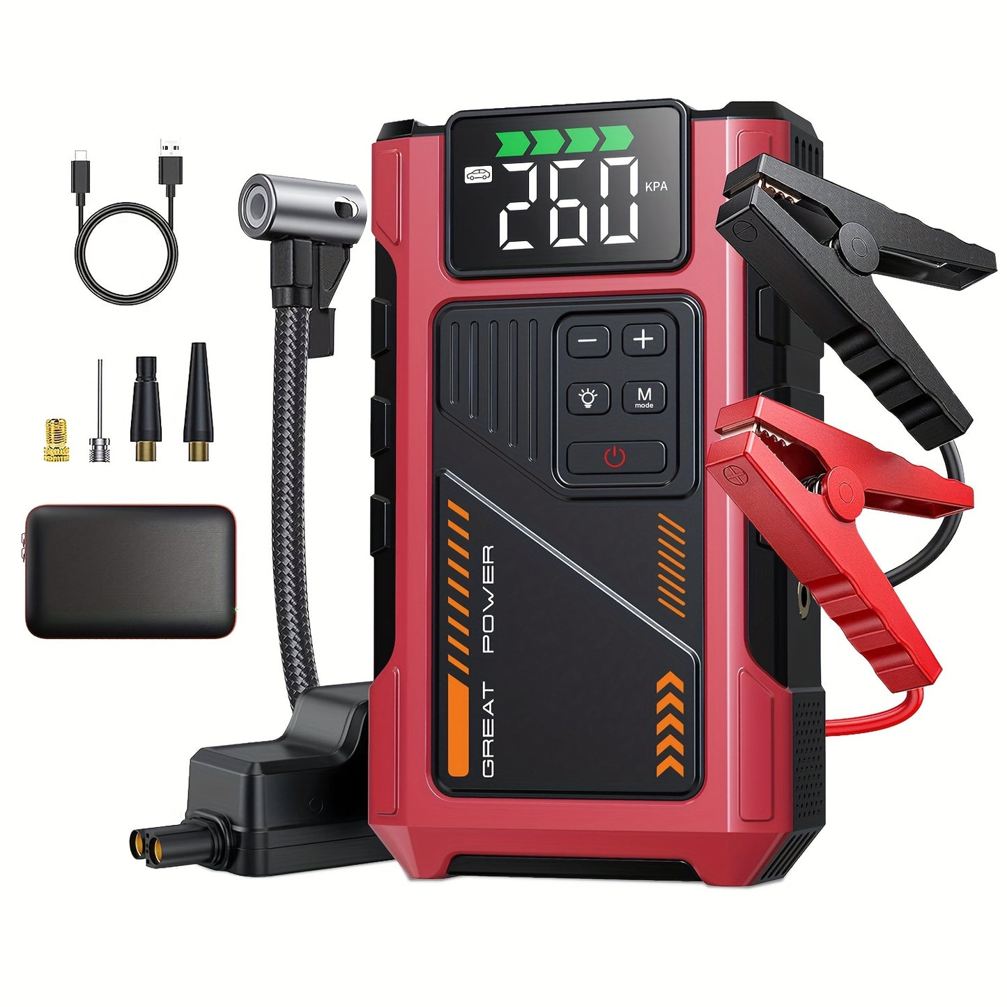 [12V Car Jump Starter 150PSI] A Car Starter With An Air Compressor, Emergency Starting Power, Car Battery Charging Auxiliary Starter, Battery Jump Starter, Portable Car Battery Jump Box, Car Jump Starter Suitable For 12V (7.5