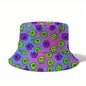 1pc Alien Print Reversible Polyester Bucket Hat, 100% Polyester, Hand Washable or Dry Clean - Non-Stretch & Lightweight with Random Print Placement