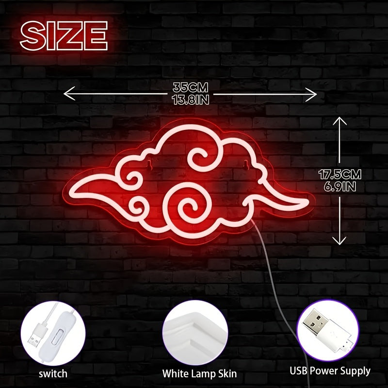 USB-Powered Anime Neon Sign Light - Perfect for Game Rooms & Wall Decor, Cool Monochrome Design, Anime Room Decor