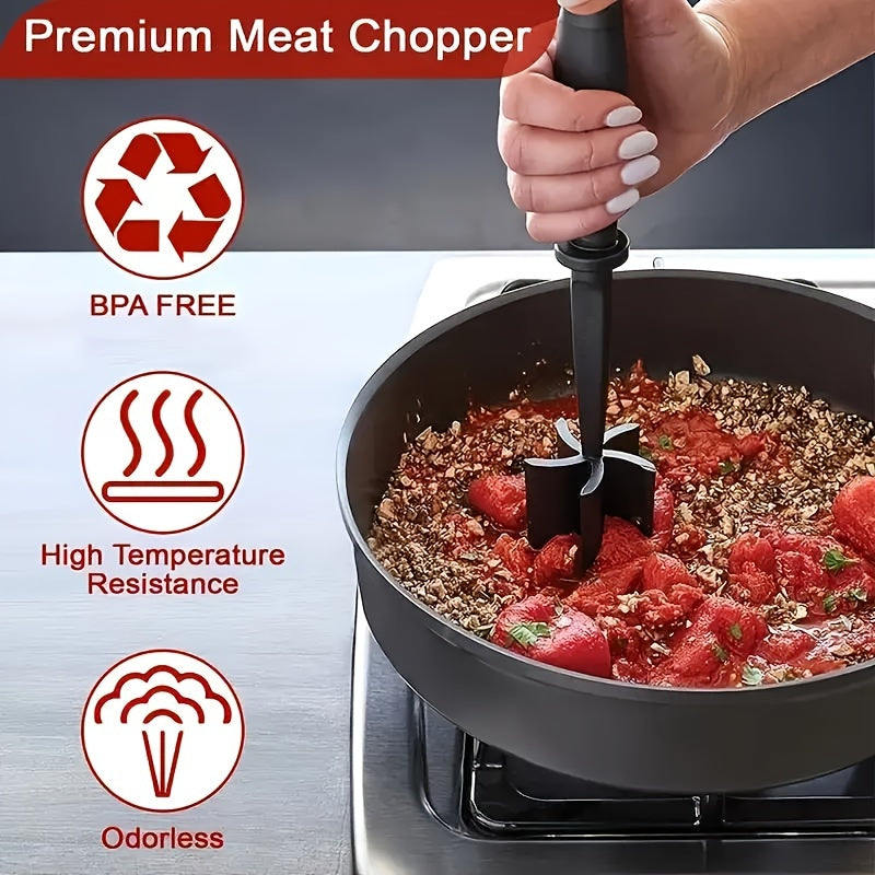 1pc ABERZEY Heat Resistant Plastic Meat Chopper - Manual Hamburger Meat Shredder, Beef Grinder for Crafting Burgers, Turkey & More - No Electricity Needed