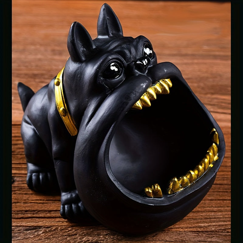 1pc Bully Dog Ashtray Ornament, Key Storage Box, Resin Statue Art Craft, For Bookshelf Home Living Room Office Cabinet Decor, Room Tabletop Entryway Decor, Valentine New Year Easter Party Decor