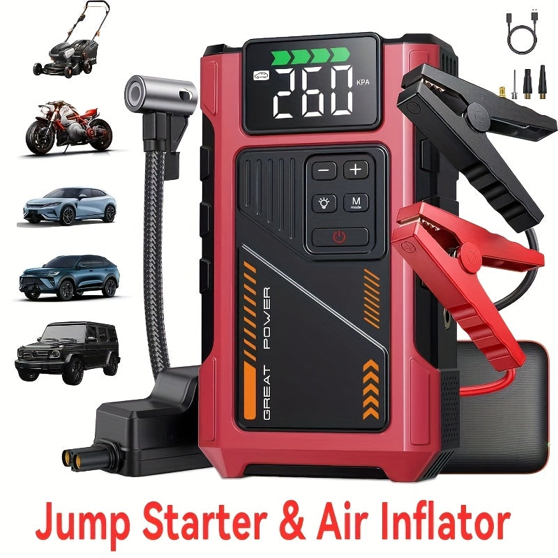 [12V Car Jump Starter 150PSI] A Car Starter With An Air Compressor, Emergency Starting Power, Car Battery Charging Auxiliary Starter, Battery Jump Starter, Portable Car Battery Jump Box, Car Jump Starter Suitable For 12V (7.5