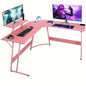 Corner Computer Desk, L Shape Desk, Gaming Desk with Large Monitor Stand and Carbon Fiber Surface, Home Office Study Writing Workstation