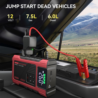 [12V Car Jump Starter 150PSI] A Car Starter With An Air Compressor, Emergency Starting Power, Car Battery Charging Auxiliary Starter, Battery Jump Starter, Portable Car Battery Jump Box, Car Jump Starter Suitable For 12V (7.5