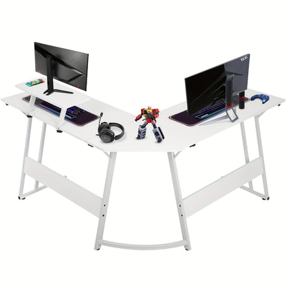 Corner Computer Desk, L Shape Desk, Gaming Desk with Large Monitor Stand and Carbon Fiber Surface, Home Office Study Writing Workstation