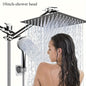 12 Inch All Metal 3-Way Rain Shower Head, High Pressure Shower Head, Dual Shower Heads with Handheld Spray Combo - Upgrade Extension Arm Height Adjustable,Hotel Toilet shower