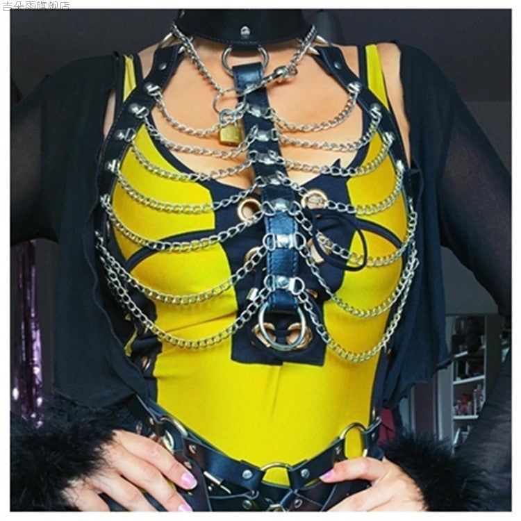 Nightclub Sexy Rivet Collar Chest Cover Trendy Chain