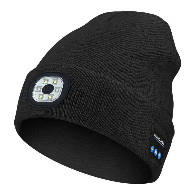 Beanie Bluetooth Wireless Stereo Headset Fashion Warm LED Hat Rechargeable Music Player With MIC Support Dimming LED Light