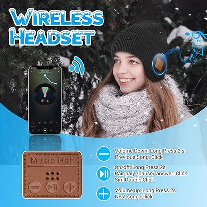 Wireless hat Bluetooth 5.0 Outdoor winter Warm Music cap ear muffs Headset Handsfree Rechargeable Earphone Men Women knitted hat