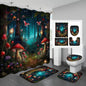 1/4pcs Forest Mushroom Butterfly Printed Shower Curtain Set, Bathroom Decorative Set Including Waterproof Shower Curtain, Non-slip Mat, Toilet Lid Mat, Bathroom Mat And 12 Plastic Hooks, Bathtub Partition, Bathroom Accessorie