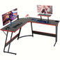 Corner Computer Desk, L Shape Desk, Gaming Desk with Large Monitor Stand and Carbon Fiber Surface, Home Office Study Writing Workstation