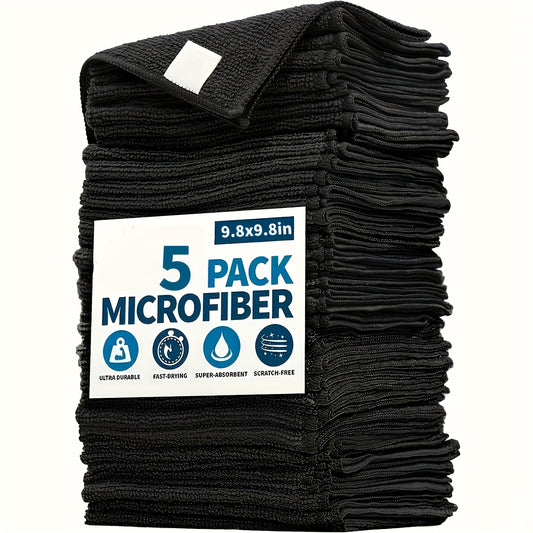 5/10/20/50pcs, Black Flat Cleaning Cloth Set Soft And Quick-Drying Absorbent