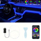 196 Inch Car Interior LED Strip Lights, RGB USB Ambient Led Lighting Kit With App Control Fiber Optics&Music Sync Rhythm, for Car Door, Console&Dashboard