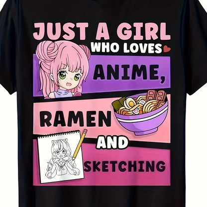 1pc Anime & Sketching Enthusiast Men'S T-Shirt - 100% Cotton, Elegant Style, Round Neck, Short Sleeve, Stretch Fabric, All-Season Comfort - Ideal Gift for Anime Fans