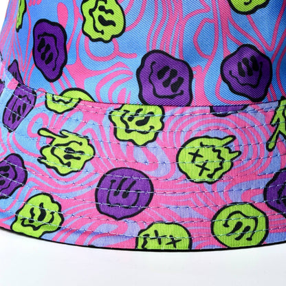 1pc Alien Print Reversible Polyester Bucket Hat, 100% Polyester, Hand Washable or Dry Clean - Non-Stretch & Lightweight with Random Print Placement