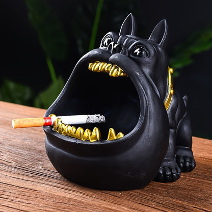 1pc Bully Dog Ashtray Ornament, Key Storage Box, Resin Statue Art Craft, For Bookshelf Home Living Room Office Cabinet Decor, Room Tabletop Entryway Decor, Valentine New Year Easter Party Decor