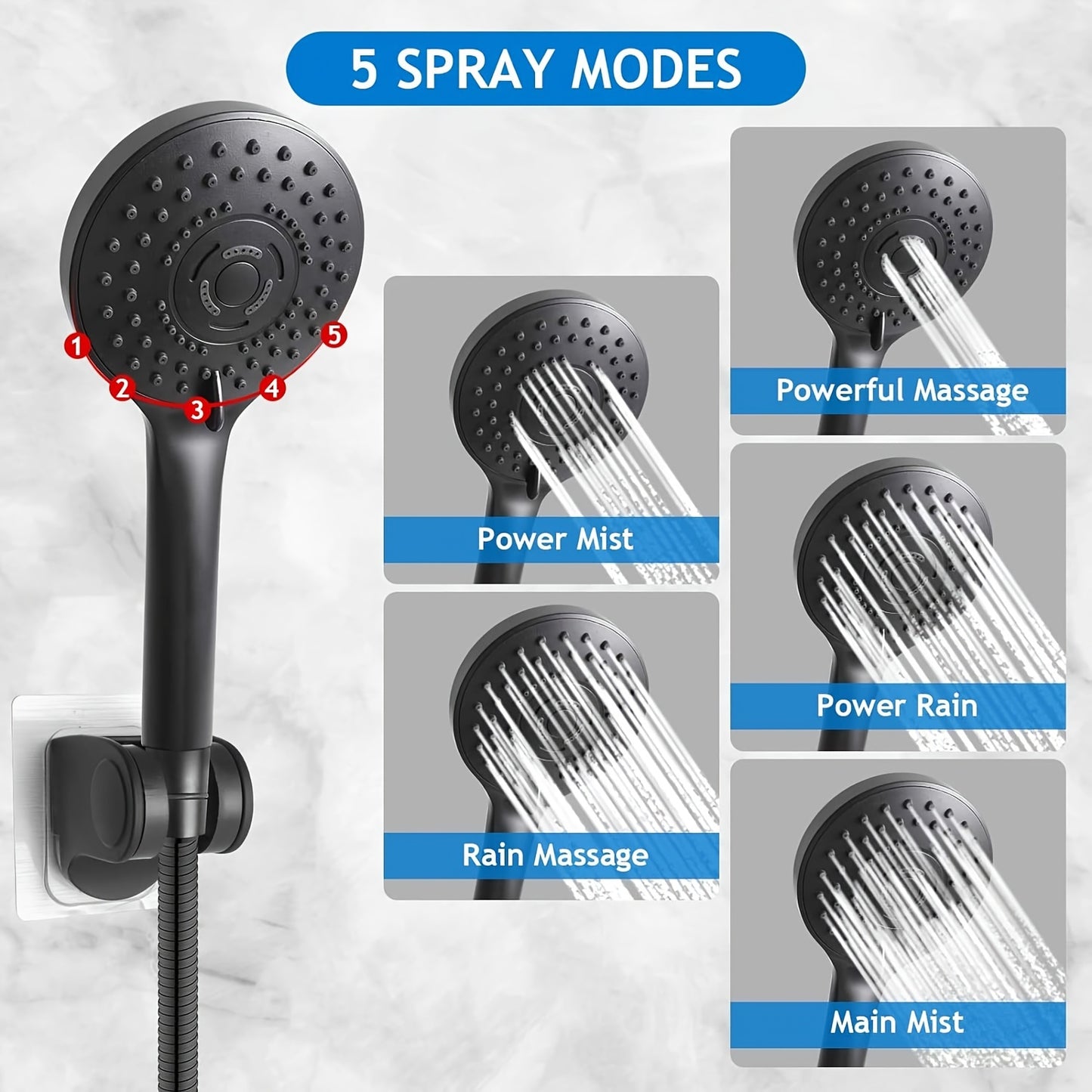 12 Inch All Metal 3-Way Rain Shower Head, High Pressure Shower Head, Dual Shower Heads with Handheld Spray Combo - Upgrade Extension Arm Height Adjustable,Hotel Toilet shower